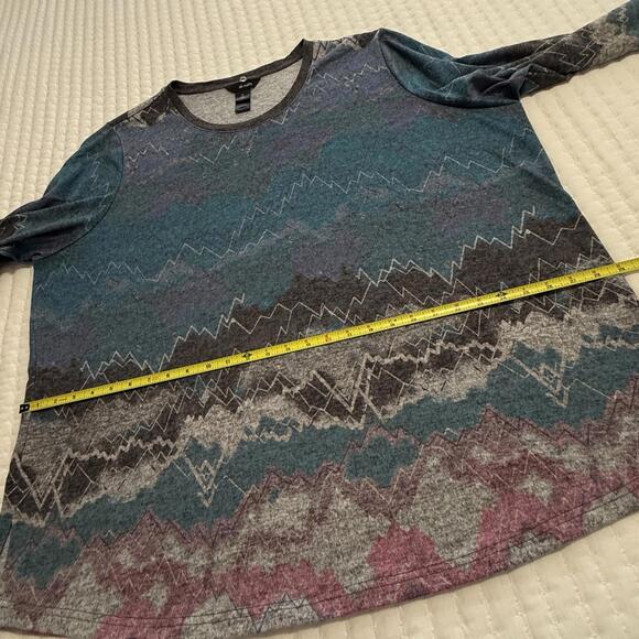 Ali Miles Wearable Art Blue Gray Pink Cozy Knit Shirt Top Sz 3X Women’s - Picture 5 of 12
